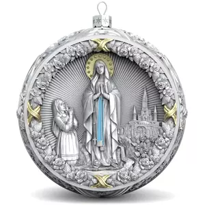 Set of 3 silver Christmas tree balls "The appearance of an angel, the Savior and the Madonna"